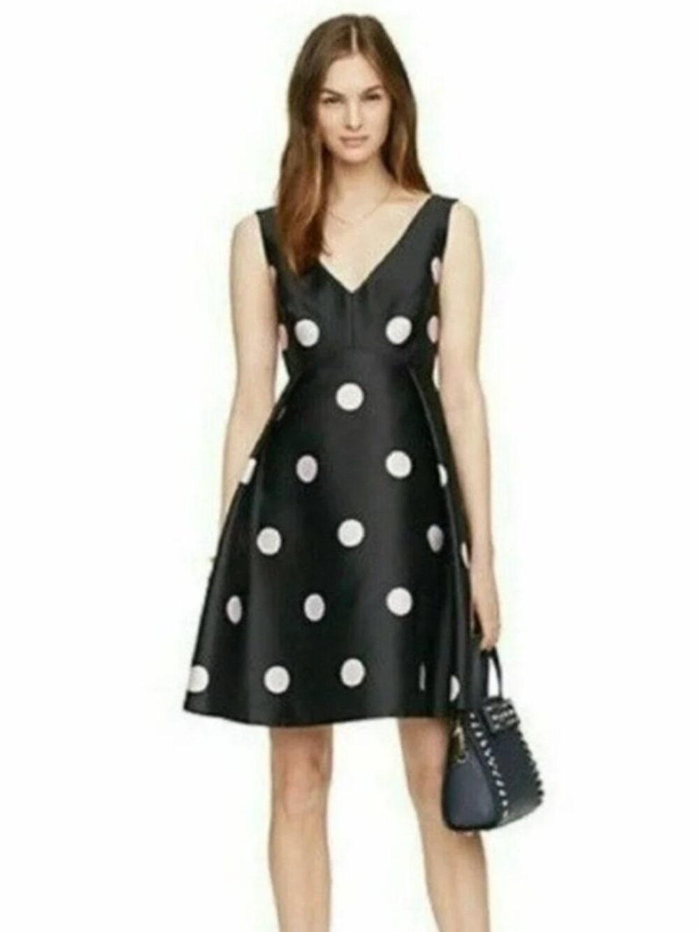 Kate Spade Spotlight V-neck Blue Navy and Pink Polka Dot Mini Dress Sz 12